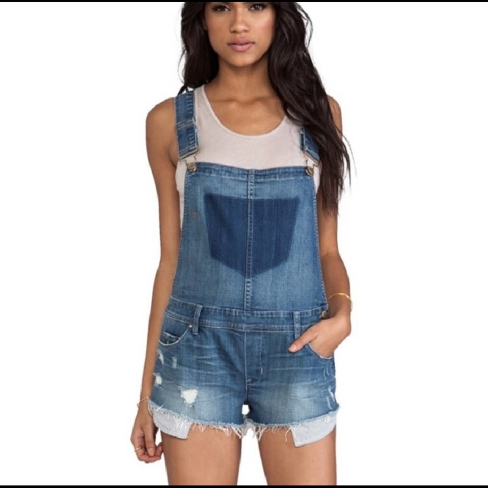 Distressed denim daisy duke shortalls overalls 28